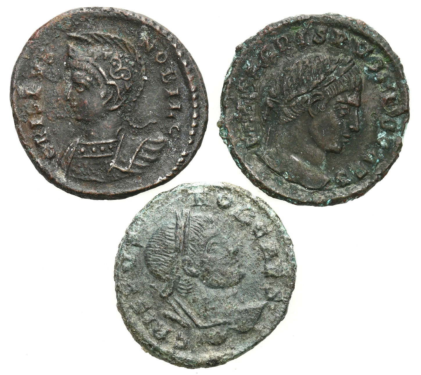 Cesarstwo Rzymskie, Lot 3 sztuk Follisów, Kryspus (317 - 326)